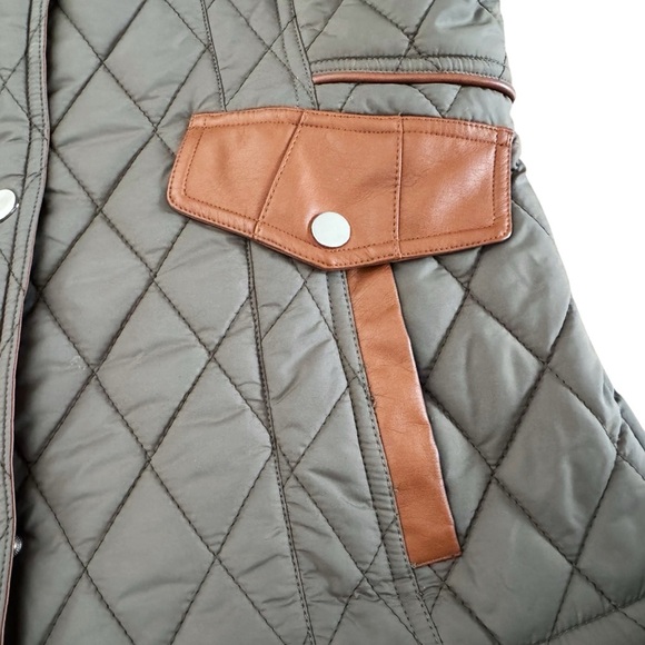 Fashionomics Quilted Hooded Vest Olive and Brown women’s size M goblincore - Picture 5 of 16